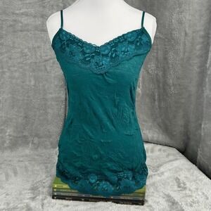 Maurices Teal Lace Trim Mermaid Cami Tank Top Women's Size Small Indie Pop